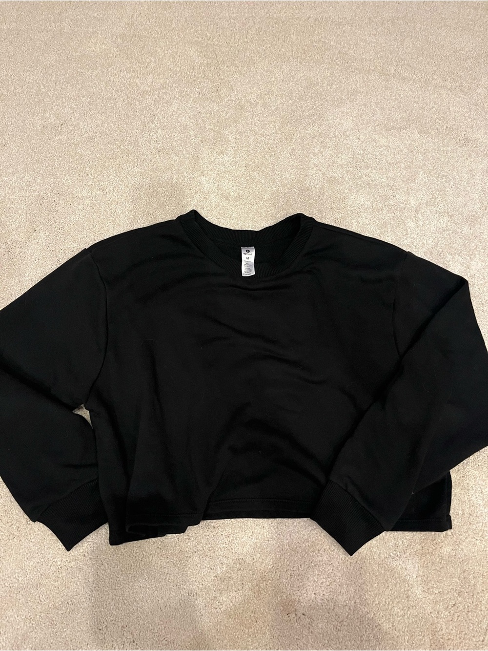 90 Degree By Reflex Black Cropped Crewneck Sweatshirt